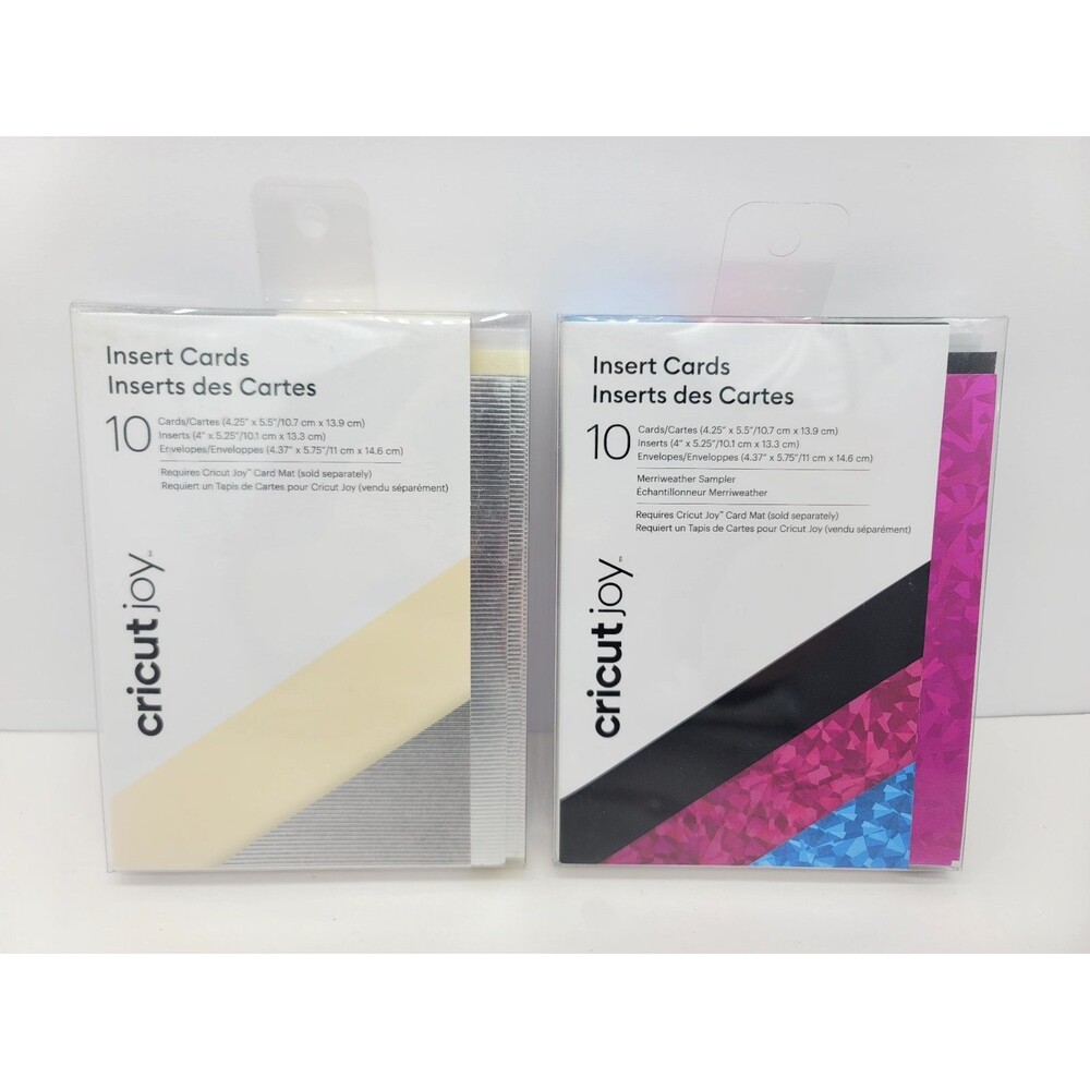 Cricut Joy Insert Cards 2 Pack Multicolor White Cream Party Pink Blue Silver
